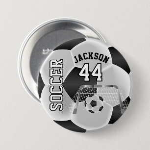 Chapa Redonda De 7 Cm Bolas de fútbol personalizadas en blanco y negro
