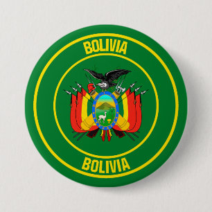 Chapa Redonda De 7 Cm Bolivia Round Emblem