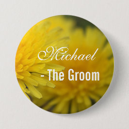 Chapa Redonda De 7 Cm Bonito amarillo flor silvestre dandelion boda groo