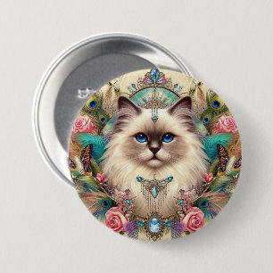 Chapa Redonda De 7 Cm Bonito de insignia Vinage Ragdoll Cat Art