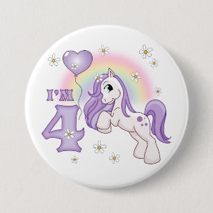 Chapa Redonda De 7 Cm Bonito Pony 4 cumpleaños