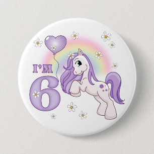 Chapa Redonda De 7 Cm Bonito Pony 6 cumpleaños