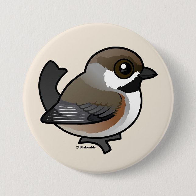 Chapa Redonda De 7 Cm Boreal Chickadee (Anverso)