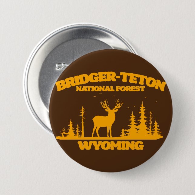 Chapa Redonda De 7 Cm Bosque nacional Bridger-Teton (Anverso y reverso)