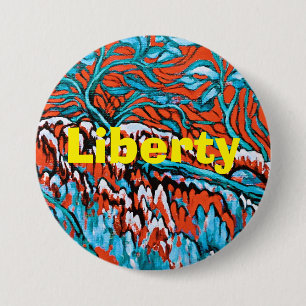 Chapa Redonda De 7 Cm Bosques coloridos de color rojo y azul mágico