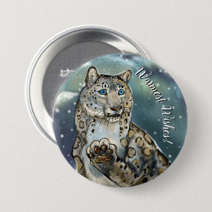 Chapa Redonda De 7 Cm Botón/insignia del leopardo de la nieve