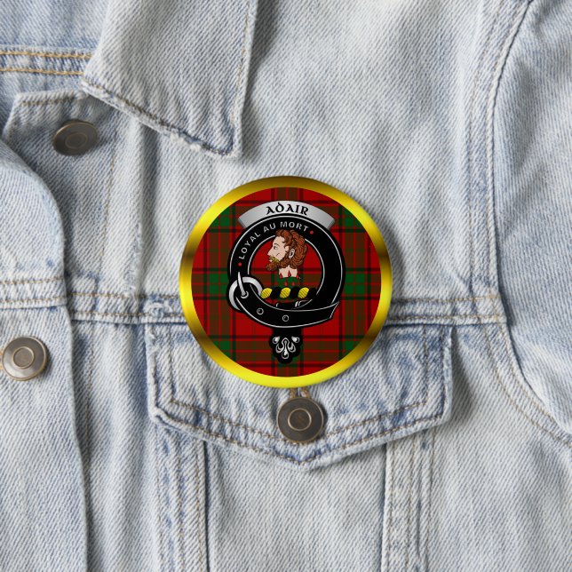 Chapa Redonda De 7 Cm Botones Adair Clan Badge & Tartan (In situ)