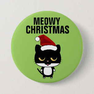 Chapa Redonda De 7 Cm Botones CAT de NAVIDADES MEOWY