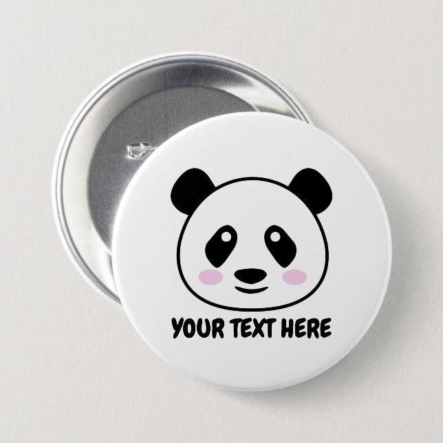 Chapa Redonda De 7 Cm Botones de personalizado panda con texto personali (Anverso y reverso)