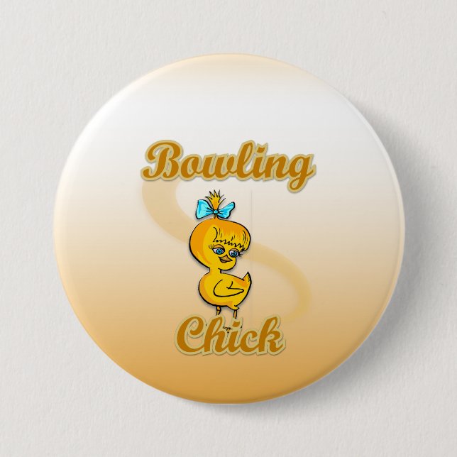 Chapa Redonda De 7 Cm Bowling Chick (Anverso)