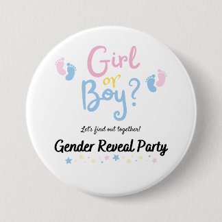 Chapa Redonda De 7 Cm  Boy or Girl? Gender Reveal 