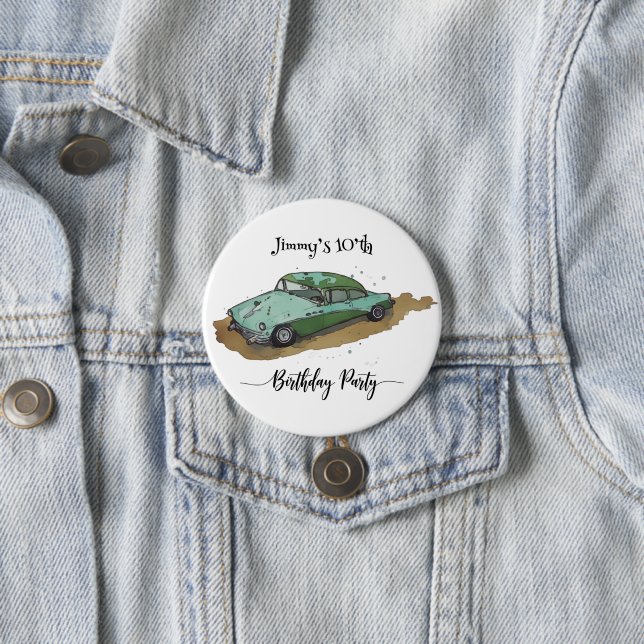 Chapa Redonda De 7 Cm Boys birthday party with two toned sedan (In situ)