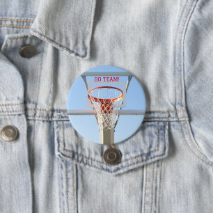Chapa Redonda De 7 Cm Boys "Go Team" Partido de Cumpleaños Básquetbol Ho