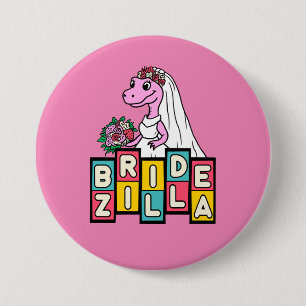 Chapa Redonda De 7 Cm Bride Zilla Retro