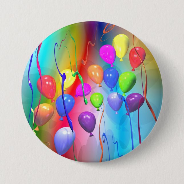 Chapa Redonda De 7 Cm Bright Birthday Balloons (Anverso)