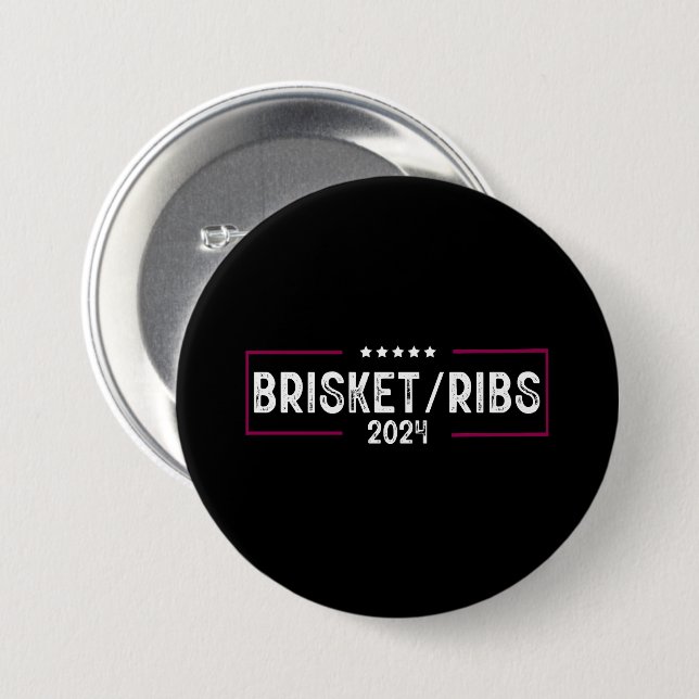 Chapa Redonda De 7 Cm Brisket Ribs 2024 BBBQ Elecciones políticas (Anverso y reverso)
