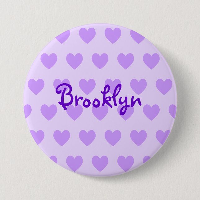 Chapa Redonda De 7 Cm Brooklyn en morado (Anverso)