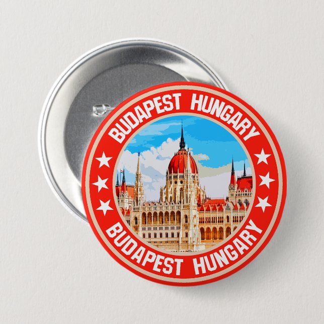 Chapa Redonda De 7 Cm Budapest (Anverso y reverso)