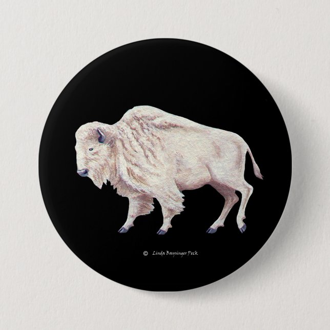 Chapa Redonda De 7 Cm Búfalo blanco (Anverso)