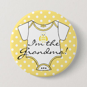 Chapa Redonda De 7 Cm Búho amarillo con los lunares blancos soy la