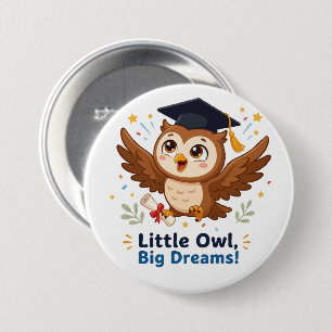 Chapa Redonda De 7 Cm Búho de Graduación Adorable Búho Pequeño Grandes S