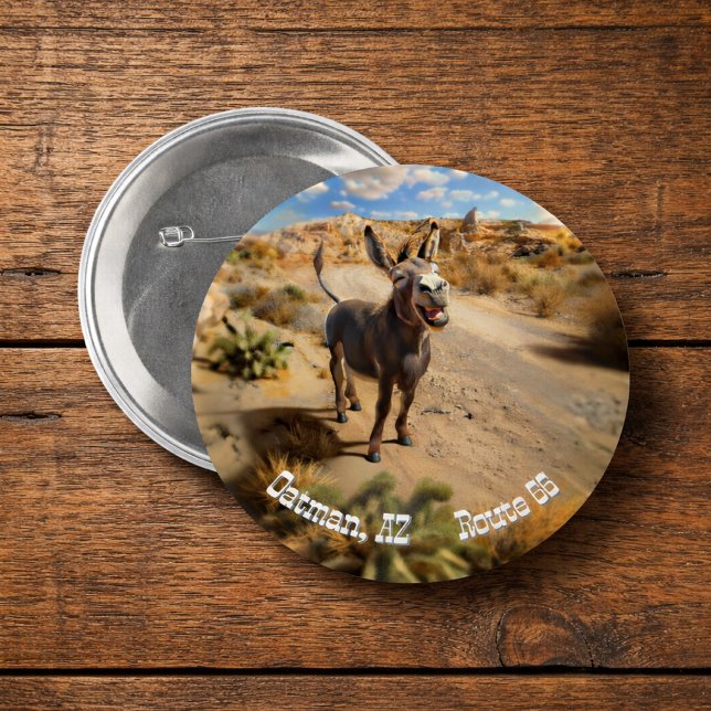 Chapa Redonda De 7 Cm Burro sonriente, Oatman Arizona, Ruta 66 (Subido por el creador)