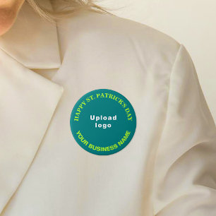 Chapa Redonda De 7 Cm Business St. Patrick Greeting sobre la Verde azula