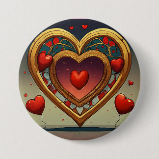 Chapa Redonda De 7 Cm Buttom con diseño de imagen de corazón dorado impr