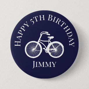 Chapa Redonda De 7 Cm Button Pin Happy xday Birthday Boy Bicicleta Azul