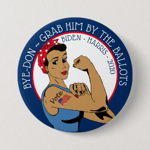 Chapa Redonda De 7 Cm BYE-DON 2020 Biden Harris Support, pónganlo por e