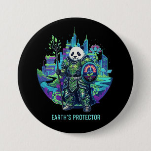 Chapa Redonda De 7 Cm Caballero Panda Protector de la Tierra Eco Solar