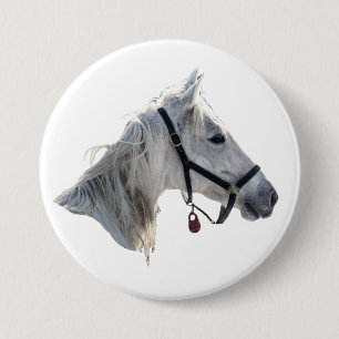 Chapa Redonda De 7 Cm Caballo blanco
