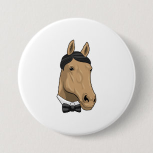 Chapa Redonda De 7 Cm Caballo como Caballero con corbata