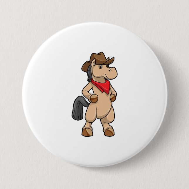 Chapa Redonda De 7 Cm Caballo como vaquero (Anverso)