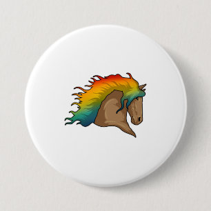 Chapa Redonda De 7 Cm Caballo con el pelo arcoiris