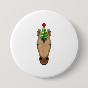 Chapa Redonda De 7 Cm Caballo con gorra Fiesta