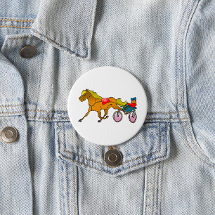 Chapa Redonda De 7 Cm Caballo de carreras con conductor