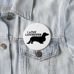 Chapa Redonda De 7 Cm Cabello largo de Dachshund - Silhouette 1