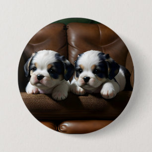 Chapa Redonda De 7 Cm Cachorros Super Cute en el sofá 1