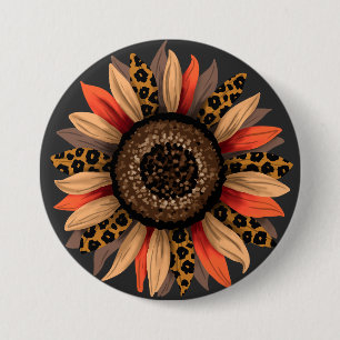 Chapa Redonda De 7 Cm Caída Vibes Boho Girasol Otoño