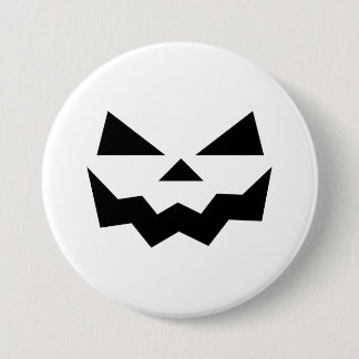 Chapa Redonda De 7 Cm Calabaza cara de jack-o-lantern blanca clásica son