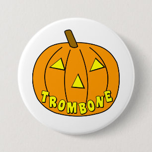 Chapa Redonda De 7 Cm Calabaza de Halloween de trombón