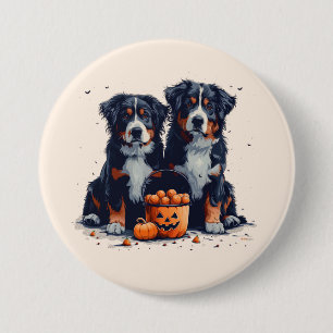 Chapa Redonda De 7 Cm Calabaza de perros de montaña de Halloween Bernese