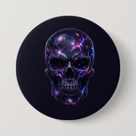 Chapa Redonda De 7 Cm Calavera Cósmica Tallada en el Vacío