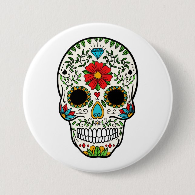 Chapa Redonda De 7 Cm Calavera mexicana (Anverso)