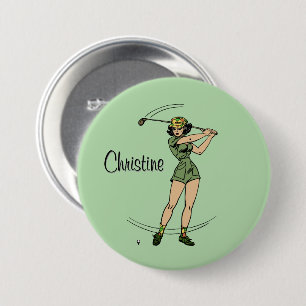 Chapa Redonda De 7 Cm Cálido para Golfing Personal Lady Golfer Green