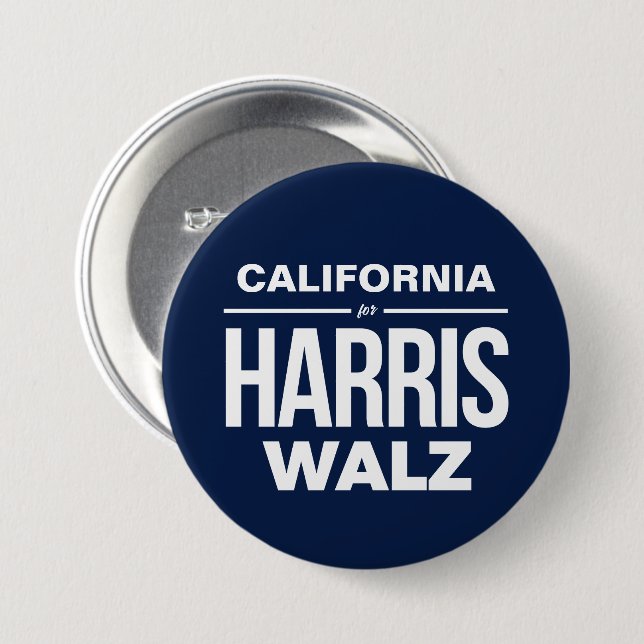 Chapa Redonda De 7 Cm California para Harris Walz (Anverso y reverso)