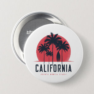 Chapa Redonda De 7 Cm California Playa Santa Mónica Retro Palma