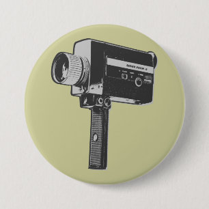 Chapa Redonda De 7 Cm Cámara de cine Super 8 de Pop Art