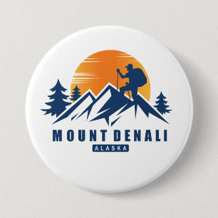 Chapa Redonda De 7 Cm Camiseta Retro Mount Denali Hike